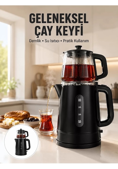 09 L Cam Demlik Ve 17 L Su Haznesi İle Çay Keyfi Yeni Nesil
