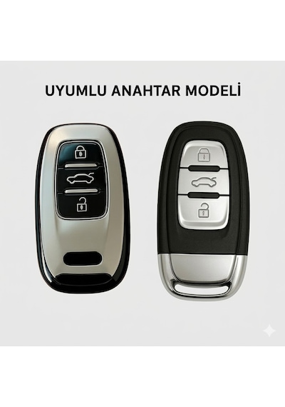 Audi A4-a5-a6-a7-q5-q7 Sustasız Uyumlu Silikon Oto Anahtar Kumanda Kabı Kılıf Gri