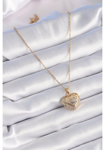 316l Çelik Gold Renk Zirkon Taşlı Model Vintage Kadın Kolye Çok REnkli