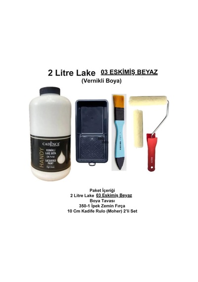 2 Litre Handy Lake 03-eskimiş Beyaz Kendinden Vernikli Kadife Kaplı Rulo Set Kırıkbeyaz