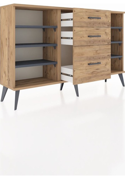 Arges Konsol 6 Raflı 3 Çekmeceli 132x30x83 Çam-antrasit/çam Antrasit/çam Arges Konsol 6 Raflı 3 Çekmeceli 132x30x83 Çam-antrasit/çam Antrasit/çam