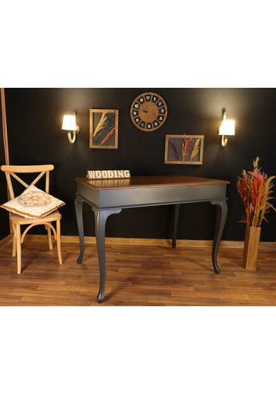 Wooding-Mobilya Wooding 100 Cm Masif Antrasit Ceviz Yemek Masası