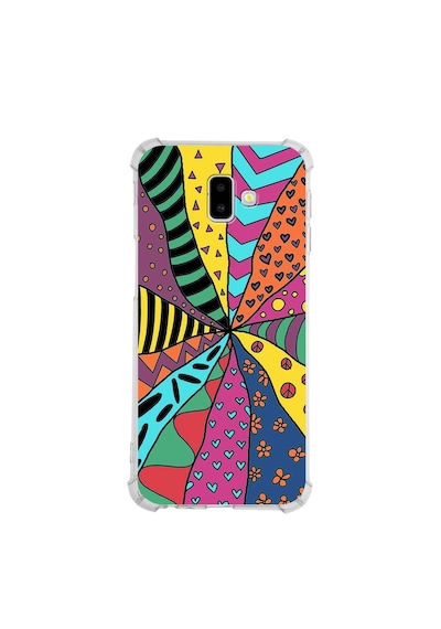 Samsung Galaxy J6 Uyumlu Retro Color 4 Baskılı Şeffaf Köşe Korumalı Antişok Kılıf