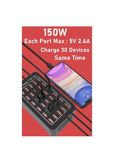 150w 30-port Usb Charger Statıon 30 Port Usb Şarj Istasyonu Çoklu Şarj Aleti
