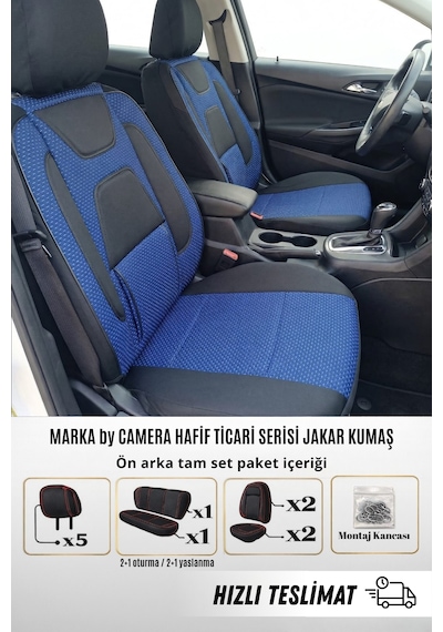 Marka By Camera Hafif Ticari Serisi Jakar Kumaş Oto Koltuk Kılıfı Tam Set Berlıngo-caddy-connect-courıer-doblo-dokker-partner Mavi