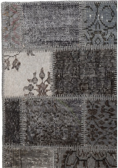 Modern Bohem Stil Vintage Halı Özel Tasarım Patchwork Koleksiyonu Gri