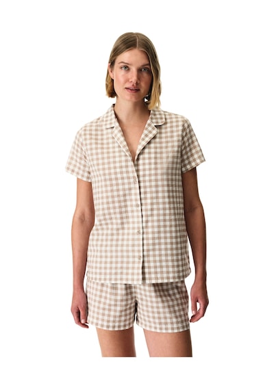 Penti Latte Beige Gingham Gömlek Şortlu Pijama Takımı