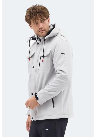 Slazenger Gleam Erkek Kapüşonlu Taş Gri Mont & Kaban Çok Renkli