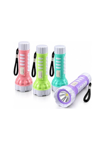 İbico İ10-010 Led Flashlıght Xjm-188 El Feneri Çap: 3cm Mini Boy: 9.5cm Pilli Renkli Plastik - 48'li Paket