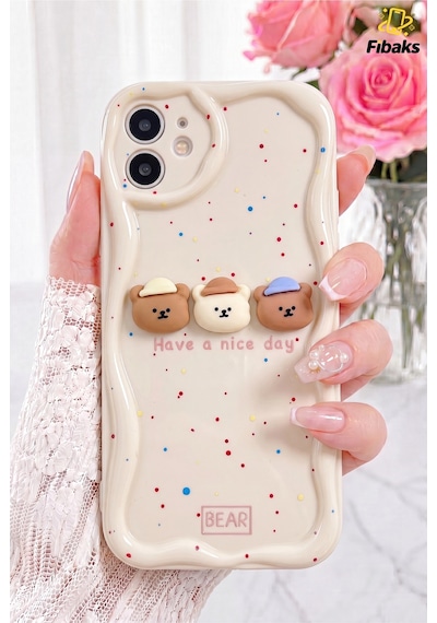 Fibaks iPhone 11 Uyumlu Kılıf Tasarımlı Desenli Kamera Korumalı Have A Nice Day Ayıcık Yumuşak Silikon Kap