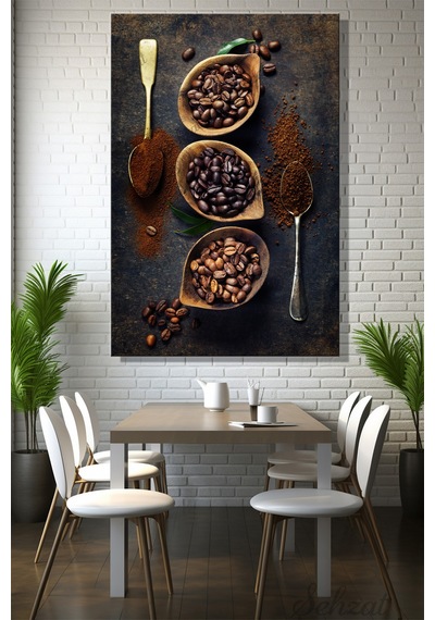 Dikey Tekli Kanvas Duvar Tablosu Modern Kafe Restoran Mutfak Çekirdek Kahve Kahveci Vintage