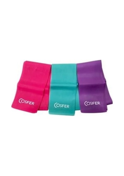 Cosfer 3'lü Pilates Bandı Seti Direnç Hafif Orta Sert 3lü Set Çok Renkli