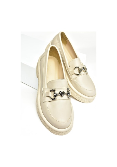Fox Shoess996613009 Bej Kalın Tabanlı Makosen Ayakkabı Bej