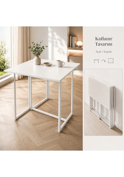 Workcomo Katlanır Çalışma Masası Yemek Masası Mutfak Masası Balkon Masası Beyaz - Beyaz Workcomo Katlanır Çalışma Masası Yemek Masası Mutfak Masası Balkon Masası Beyaz - Beyaz