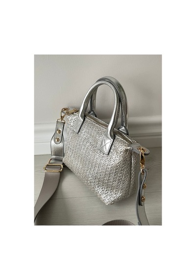 Nura Collection Gümüş Hasır Kadın Mini Mektup Model El Ve Omuz Çantası Gümüş - 851608308 Gümüş