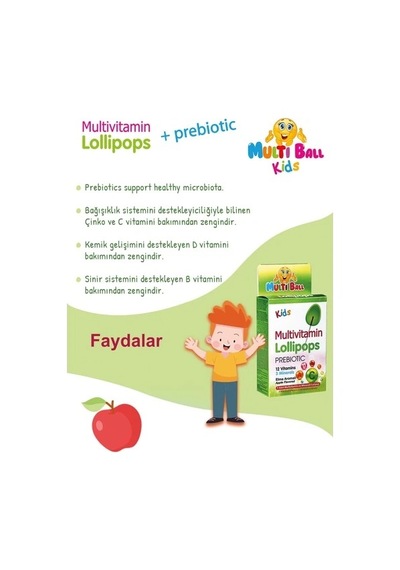 Multi Ball Kids Multıvıtamın Lollıpops +prebıotıc