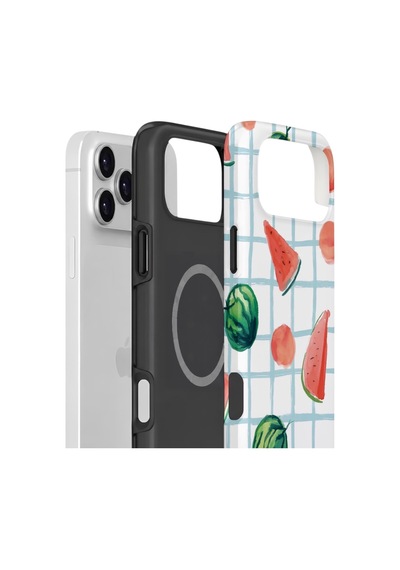Apple iPhone Uyumlu 17 Pro Max Vorian Çift Katmanlı Magsafe Kılıf Watermelon Grid