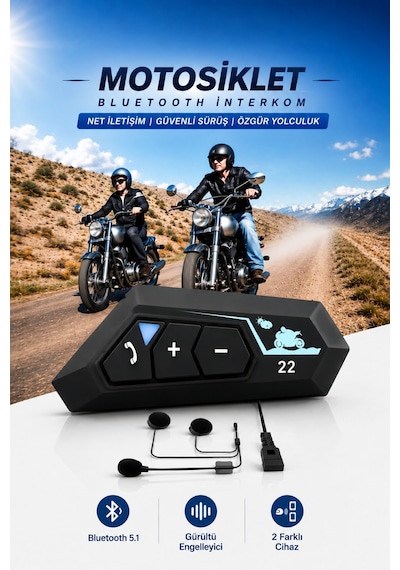 Kask Kulaklık Intercom Motorsiklet Kulaklığı Bt-22 5.0 Bluetooth