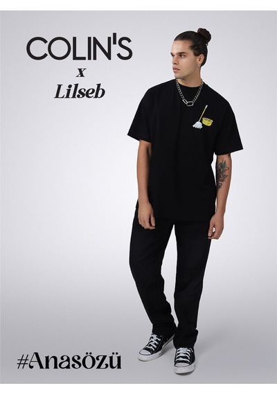 Colin's Colins Unısex Lilseb Sloganlı Siyah Tişört Cl1072009 Q1.v1 Blk Siyah