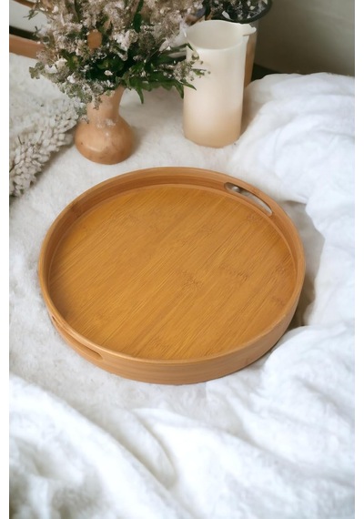 Yuvarlak Bambu Tepsi 35cm, Daire Sunum
