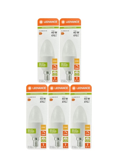 5 Adet Ledvance 4,9w Sarı Işık 2700k E14 Duylu İnce Duy Led Ampul