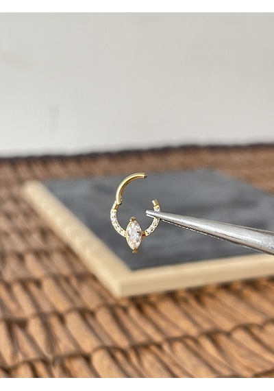 %100 Cerrahi Çelik Markiz Mod 8 MM X 1.2 MM Altın Kilitli Halka Piercing Altın
