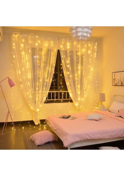 Robeve 3x3 Metre 8 Fonksiyonlu Animasyonlu Perde Led Işık Kalın Telli Saçak Led Işık 240 Led Yılbaşı Led