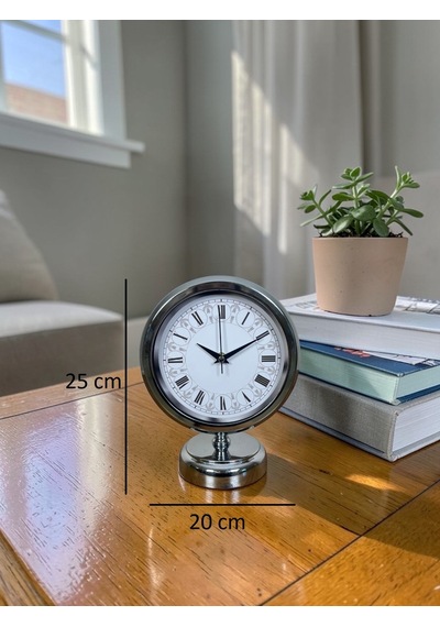 Krom Motifli 25 X 20 Cm Metal Masa Saati Renkli