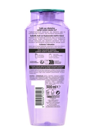 Elseve Hydra Pure Salisilik Asit Içeren Yağlanma Karşıtı Arındırıcı Şampuan 300ml