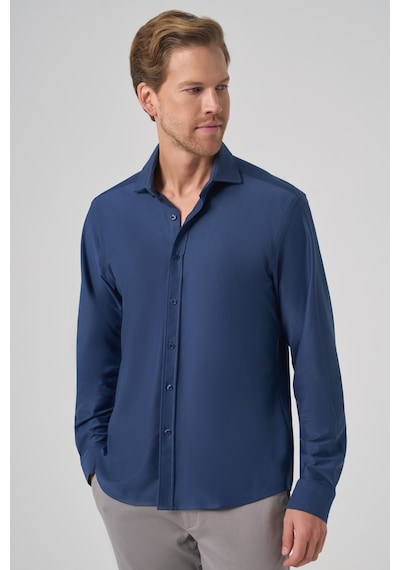 Morven Erkek Lacivert Trend Düz Slim Fit Tam İtalyan Yaka Relaxible Gömlek 26ms004029200 Lacivert