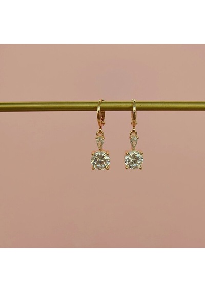 Minimal Kare Tektaş Charm Halka Küpe Şeffaf Beyaz Taşlı Sallantıl Renkli