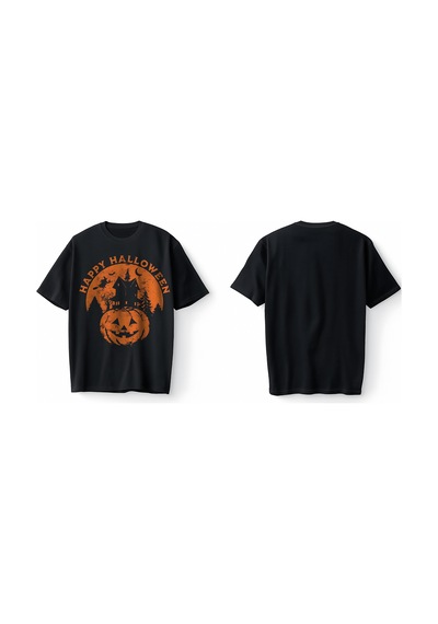 Bumeta Happy Halloween Oversize Unisex Tişört T-shirt Siyah