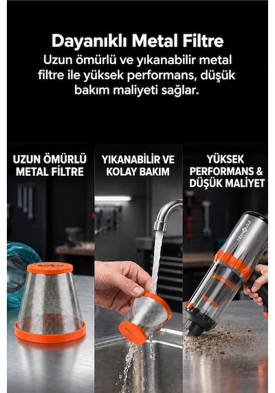 Şarjlı Araç Süpürgesi 22.000pa Güçlü Vakumlu Mini El Süpürgesi Type-c Şarjlı 9 Başlık Çanta