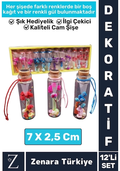 Yüksek Kaliteli Dekoratif Hediyelik Sevgili Çift Sevgililer Günü Tanışma Yıldönümü 12li Dilek Şişesi
