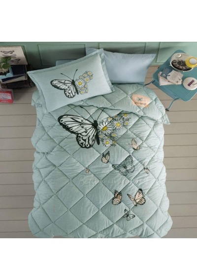 Clasy Tek Kişilik Yorgan Seti Uyku Seti Daisy Love V1 Mint Mint