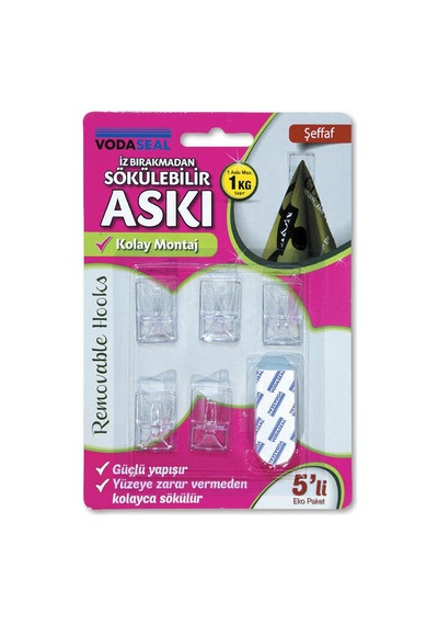 4 Adet Vodaseal 5'li Askı Şeffaf İz Bırakmayan
