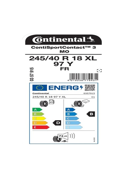 Contınental 245/40R18 97Y Xl Frcontisportcontact 3 Mo Oto Yaz Lastiği  2026
