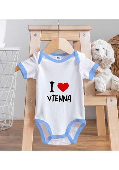 Bk Kids I Love Vienna Tasarımlı Mavi Bebek Body Zıbın - Model 1 0-3 Ay