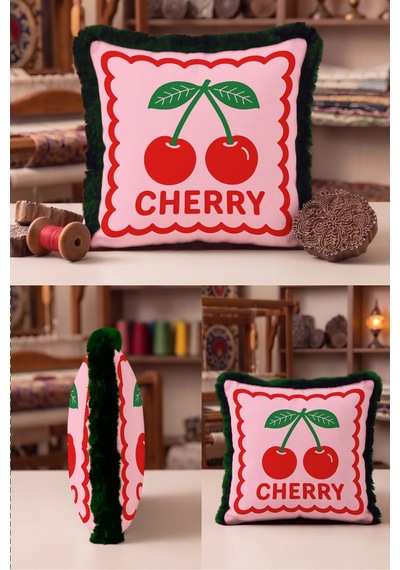 Cherry Temalı Pop Art Retro Saçaklı Yastık Kılıfı-meyve Figürlü Bohem Pembe Püsküllü Kırlent Kılıfı Serin Esinti Halo Cherry Temalı Pop Art Retro Saçaklı Yastık Kılıfı-meyve Figürlü Bohem Pembe Püsküllü Kırlent Kılıfı Serin Esinti Halo