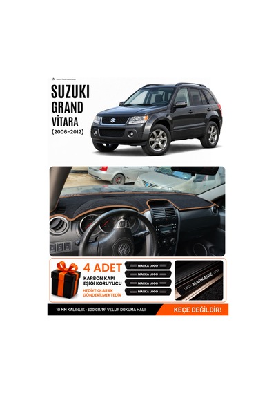 Suzukı Grand Vitara 2006-2012 Uyumlu Torpido Örtüsü, Torpido Kılıfı - Siyah Kahverengi