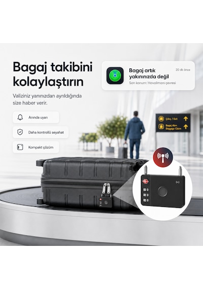 Hbb-k Hi Kilit Apple Android Uyumlu Akıllı Valiz Kilidi Siyah