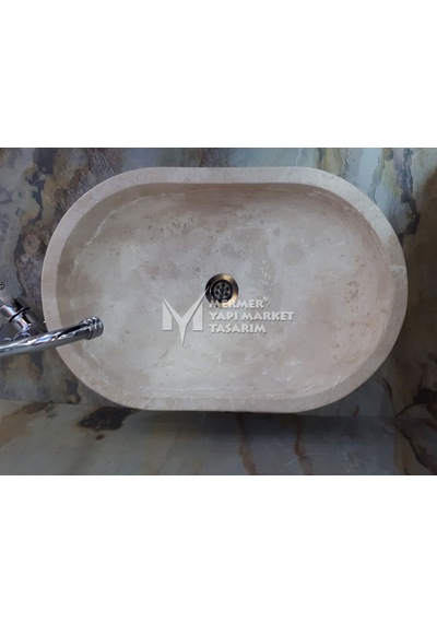 Traverten Oval Dikdörtgen Lavabo