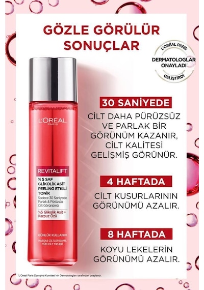 L'Oreal Paris Revitalift %5 Saf Glikolik Asit Peeling Etkili Tonik 180 ML