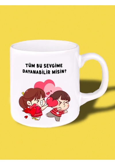 Sevgime Dayanabilir Misin Baskılı Kupa Bardak Çok Renkli