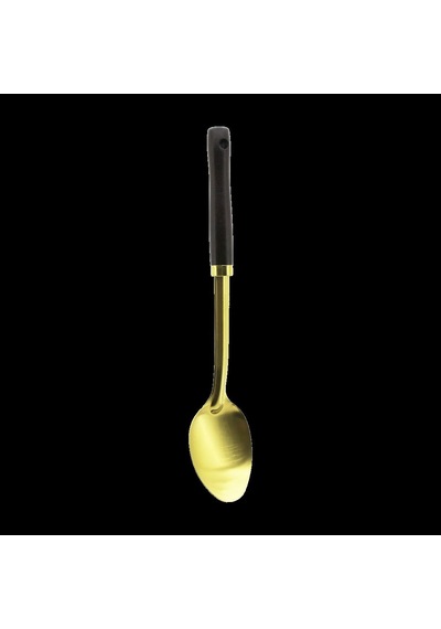 Ahşap Saplı Metal Servis Kaşığı Altın Renk