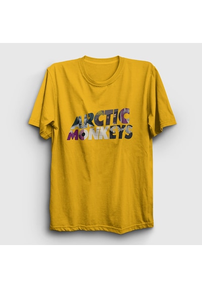 Presmono Unisex Mask Arctic Monkeys T-shirt Sarı