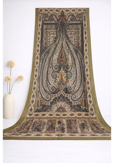 Shawl Secret Glamour Pamuklu Etnik S Al 2 - 52859 Haki Siyah Yeşil