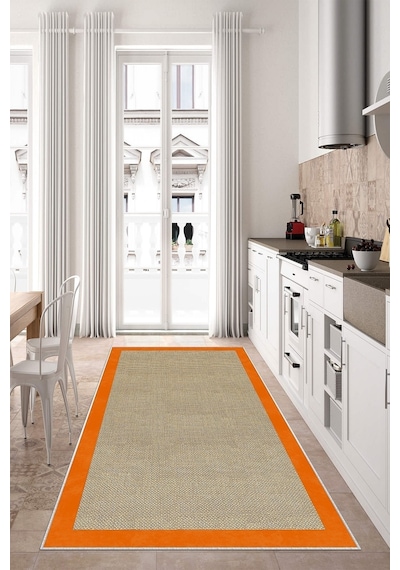 West Home Dijital Baskı Yıkanabilir Kaymaz Taban Salon Halısı Mutfak Halısı Koridor Halısı Wh 455 Orange