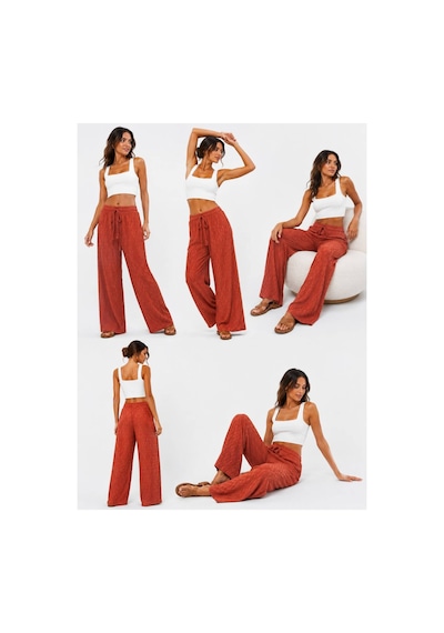 Hira Life Fashion Kadın Kumaşı Kabartma Detaylı Bol Paça Ve Önü Bağcıklı Salaş Burgu Şık Pantolon Kiremit Kiremit Hira Life Fashion Kadın Kumaşı Kabartma Detaylı Bol Paça Ve Önü Bağcıklı Salaş Burgu Şık Pantolon Kiremit Kiremit
