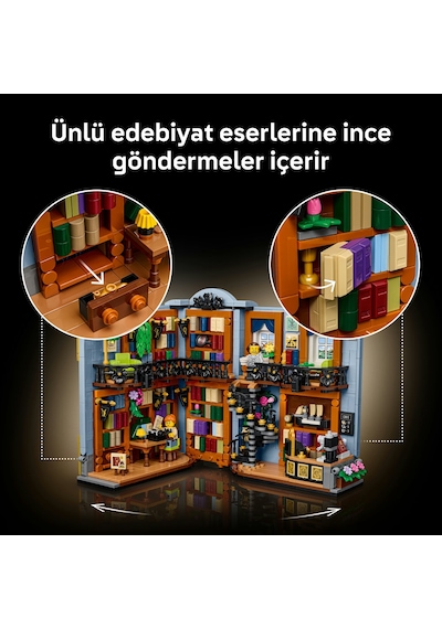 LEGO® Icons Kitabevi: Kitaplık Dekoru 11379 - Yetişkinler için Minifigür İçeren Yaratıcı Model Yapım Seti (1690 Parça)